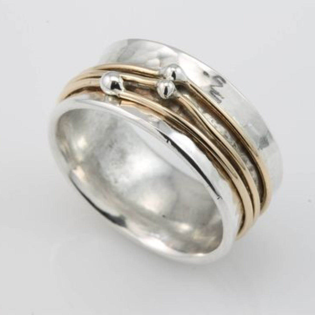 Bague multicouche vintage plaquée or et argent – Paradise Designs