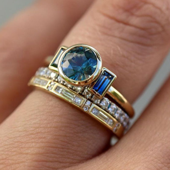 Ensemble de bagues vintage bleu brillant – Paradise Designs