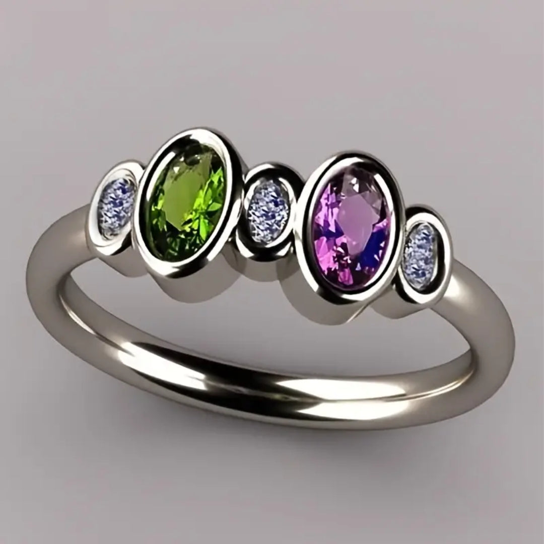 Bague en Verre Incrusté Vintage