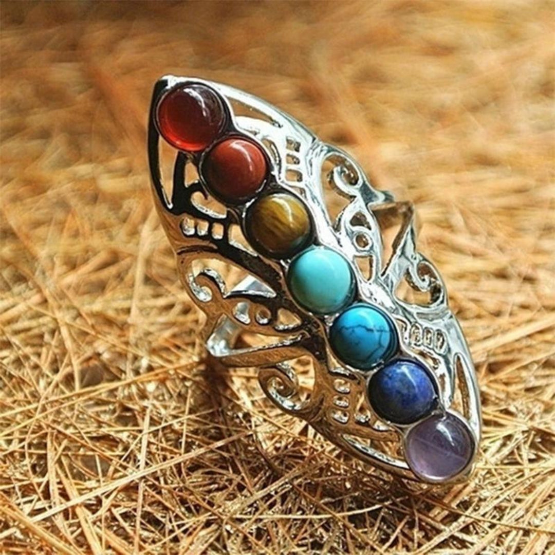 Bague Ajustable Boho avec Pierres Naturelles en Argent – Paradise Designs