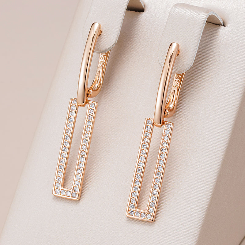 Boucles d'oreilles rectangulaires dorées main image 0