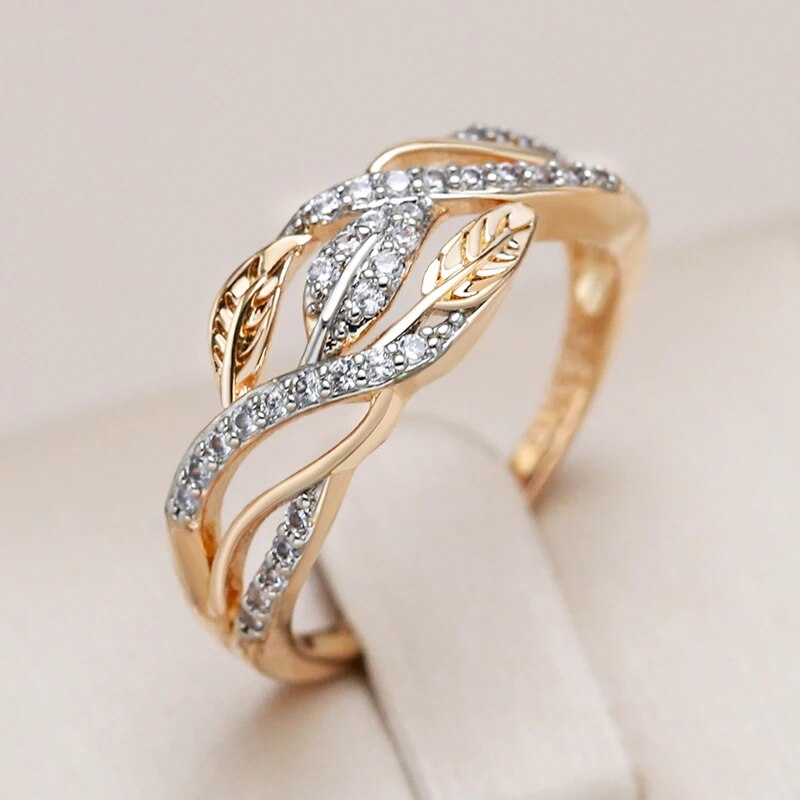 Bague élégante en feuilles d'or brillant – Paradise Designs