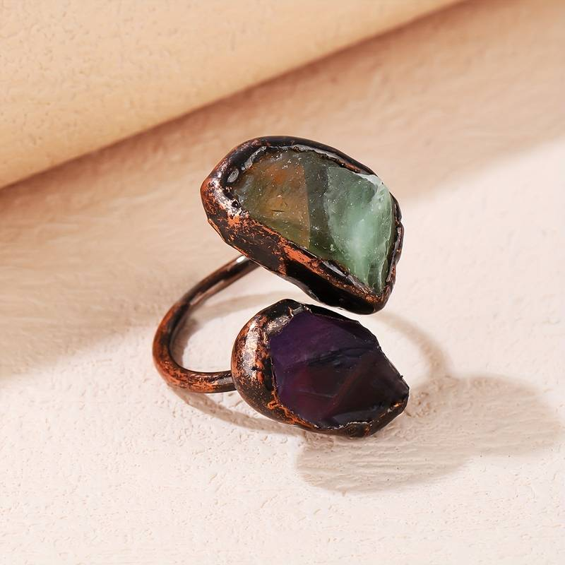 Bague vintage en pierre naturelle incrustée – Paradise Designs