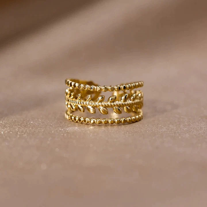 Bague Marissa à feuilles d'or superposées – Paradise Designs