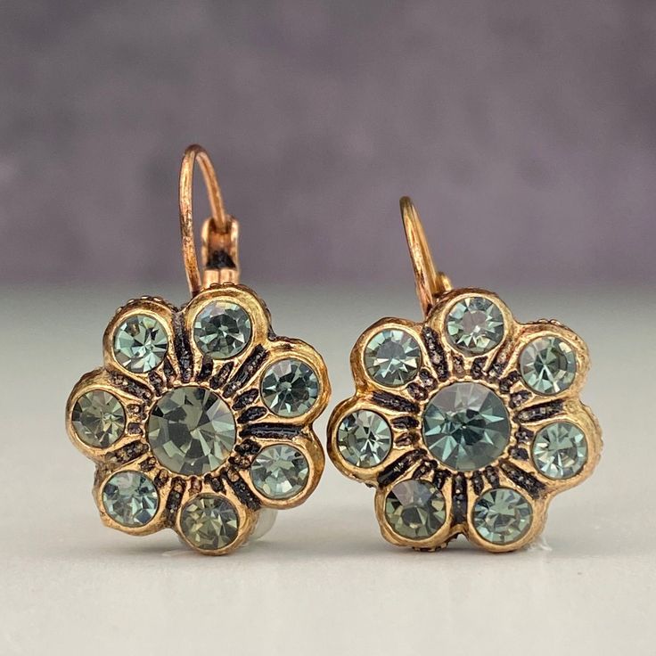 Boucles d'oreilles vintage en forme de fleur verte