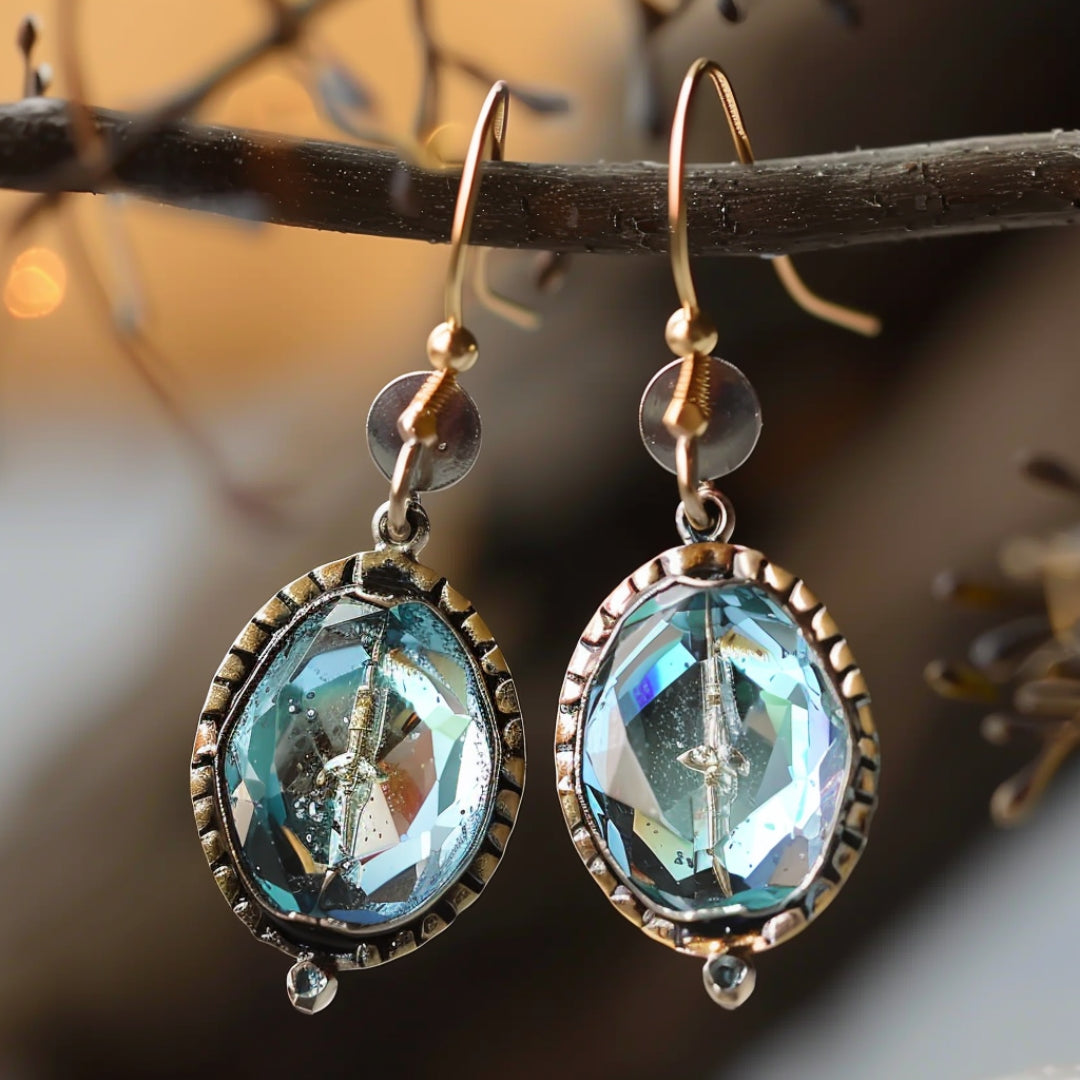 Boucles d'oreilles en verre incrusté bleu