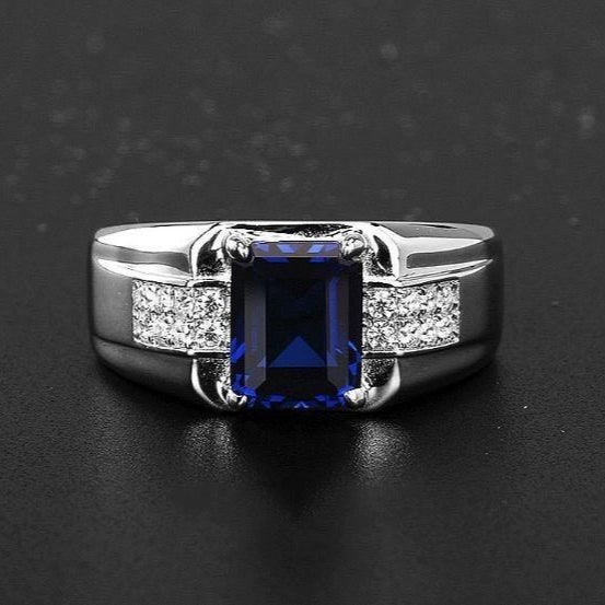 Bague vintage bleu brillant en argent