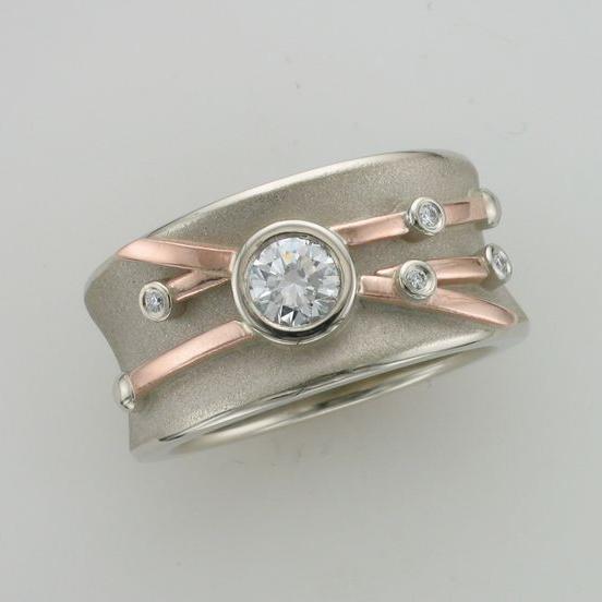 Bague Vintage Ligne Rose en Argent Zirconia