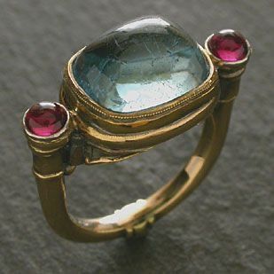 Bague vintage en cristal bleu