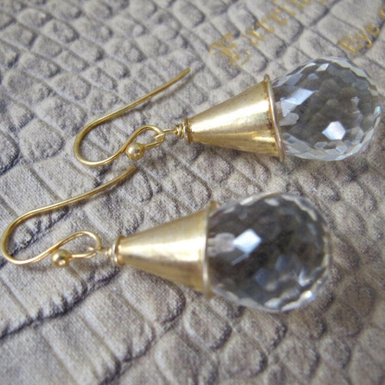 Boucles d'oreilles cristal en or bleu vintage