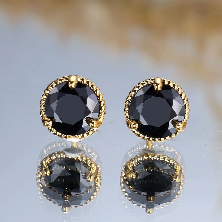 Boucles d'oreilles avec pierre en zircon noir et cristal