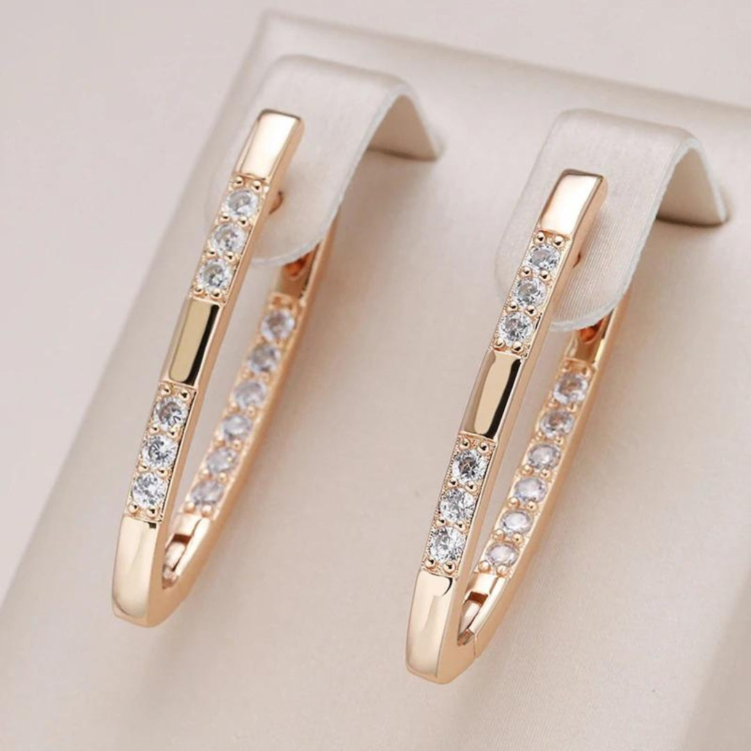 Elégantes Boucles d'oreilles en Zirconium en Or