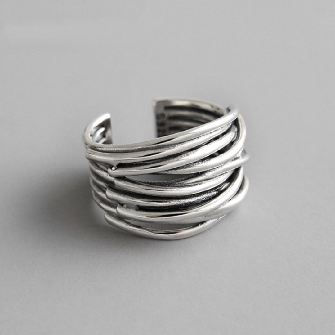 Bague Layée Réglable en Argent