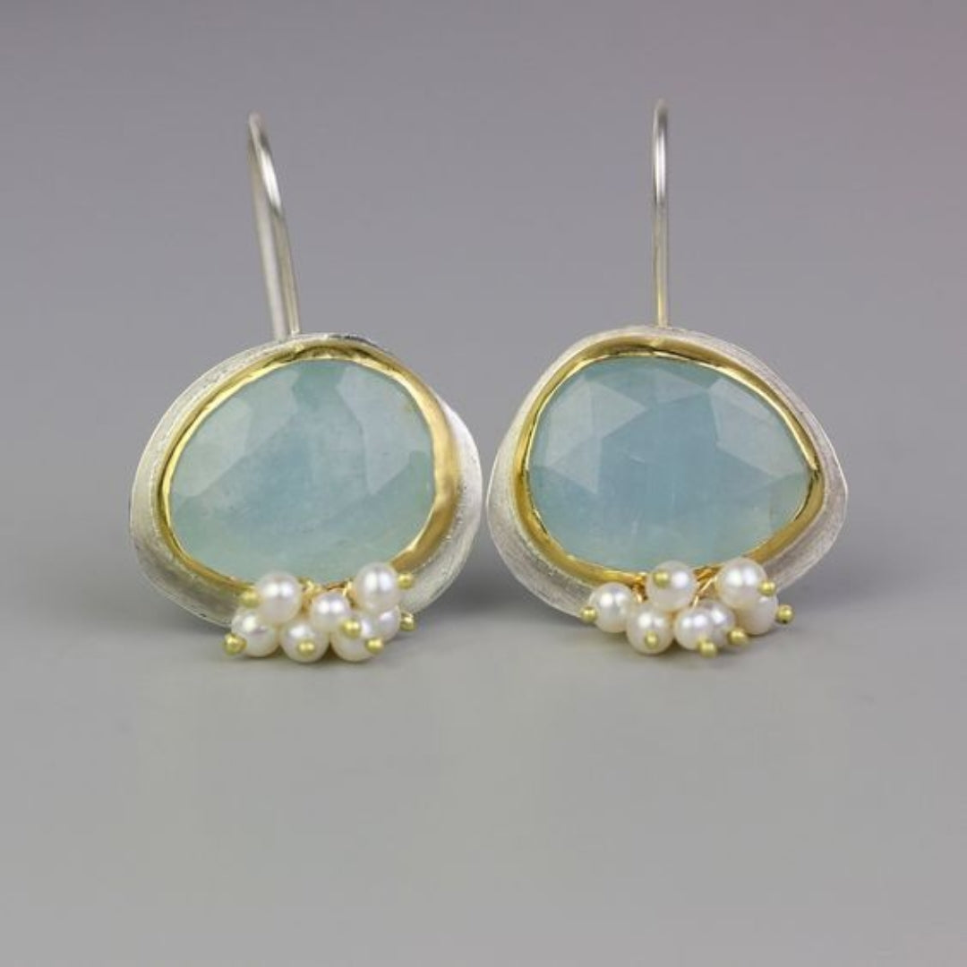 Boucles d'oreilles vintage en pierre bleue