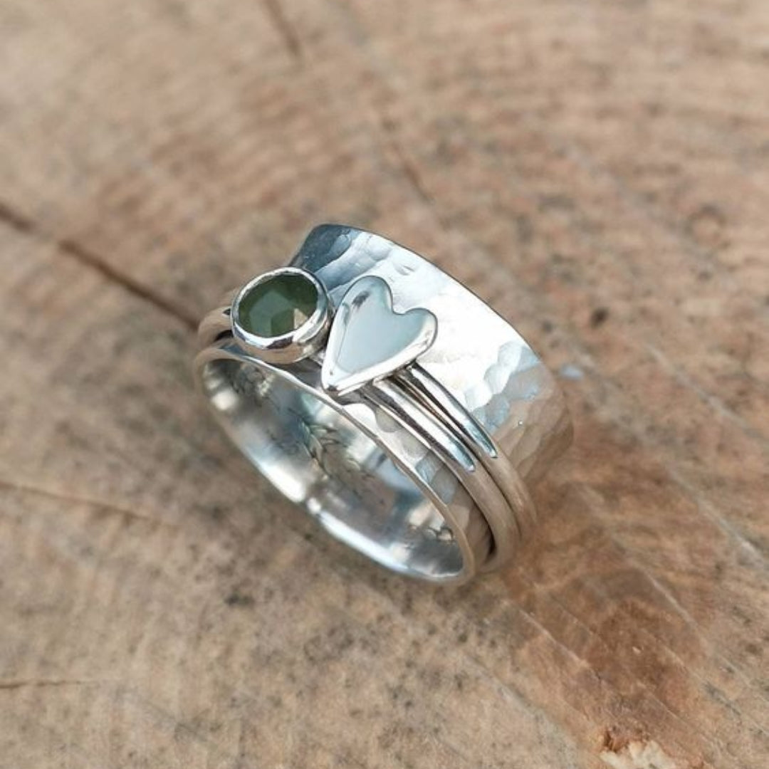 Bague de cœur vintage en argent