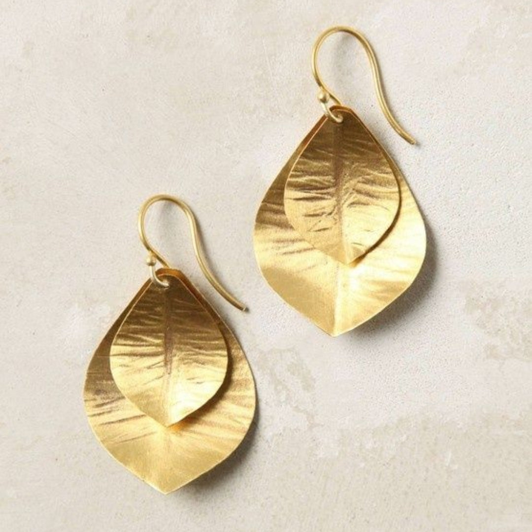 Boucles d'oreilles feuilles d'or