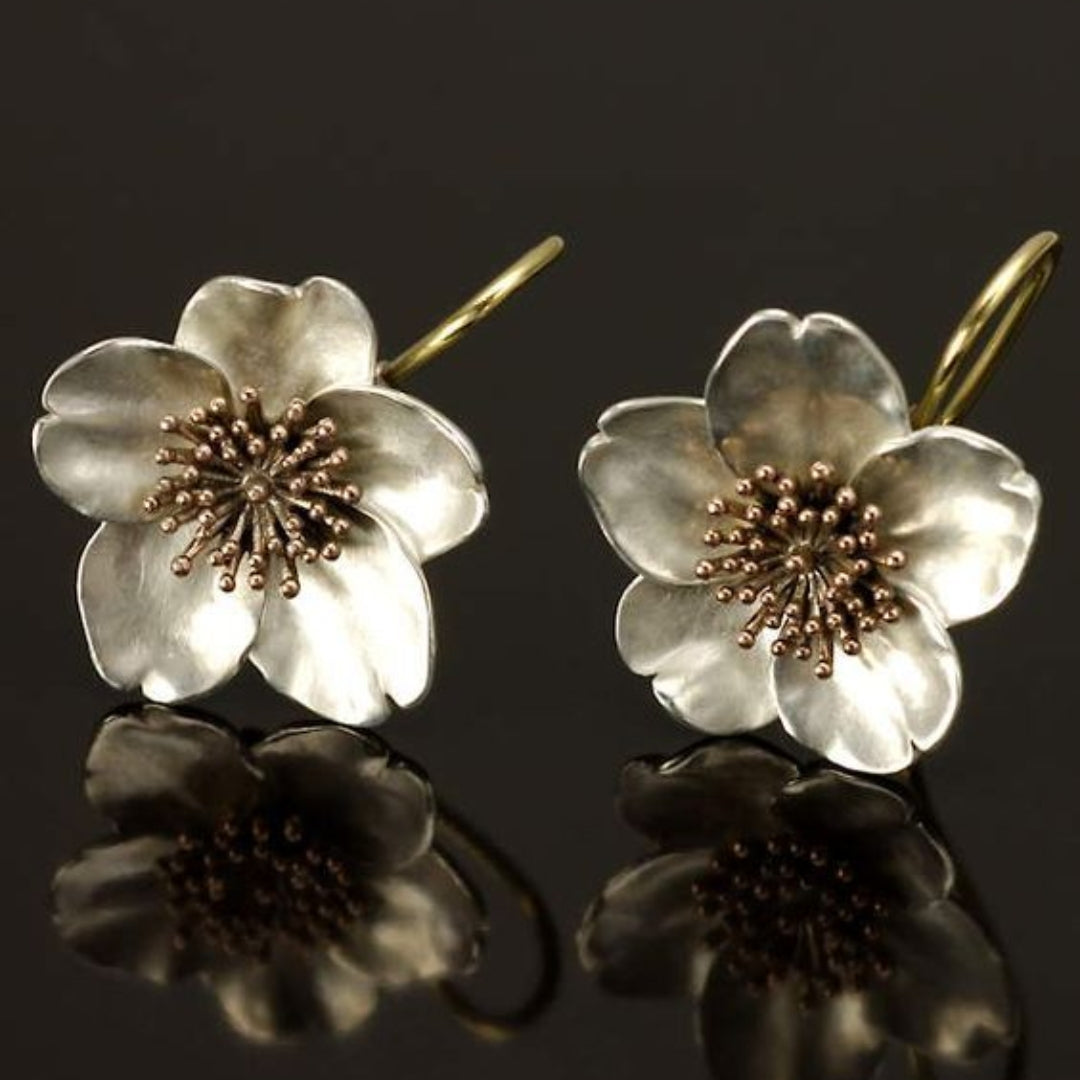 Boucles d'oreilles fleurs vintage en argent