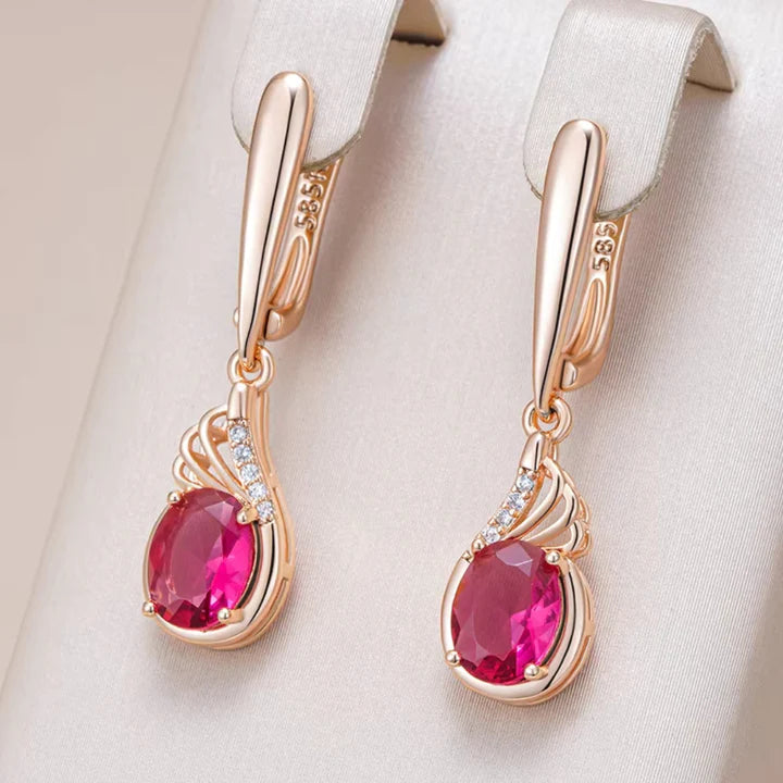 Boucles d'oreilles élégantes en verre rose