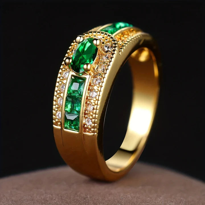 Bague en or vert brillant
