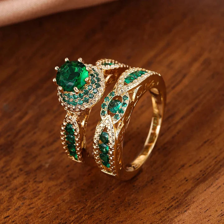 Bague en or à zirconium vert
