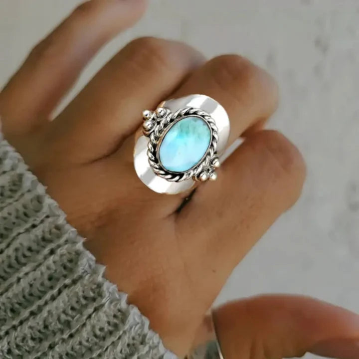 Bague épaisse en argent opale