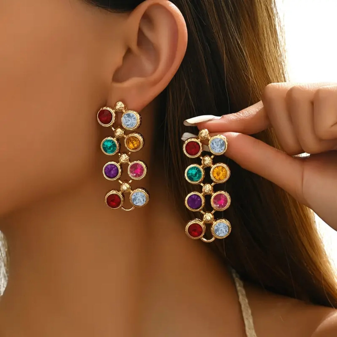 Boucles d'oreilles colorées à pampilles