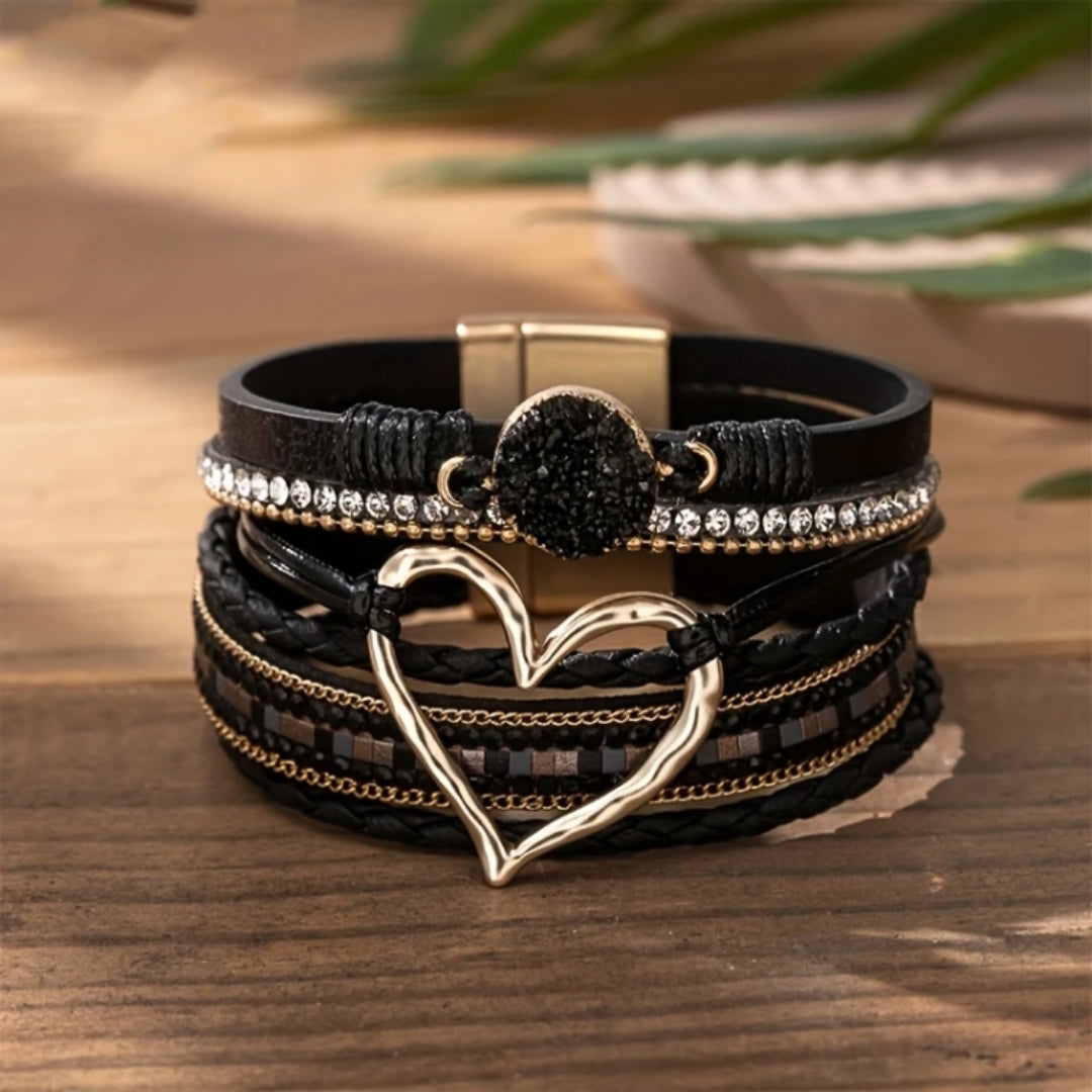 Ensemble de bracelets d'amour noirs vintage