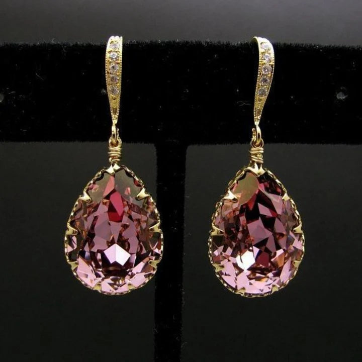 Boucles d'oreilles en verre rose