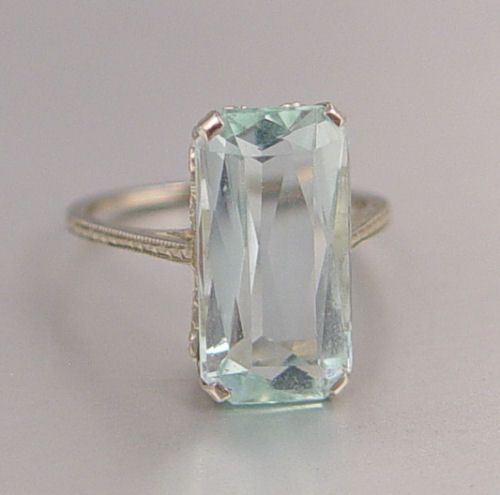 Bague vintage en cristal de turquoise clair