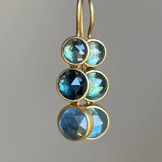 Boucles d'oreilles pendantes en verre bleu