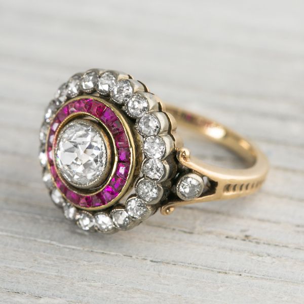 Bague vintage grenat brillant