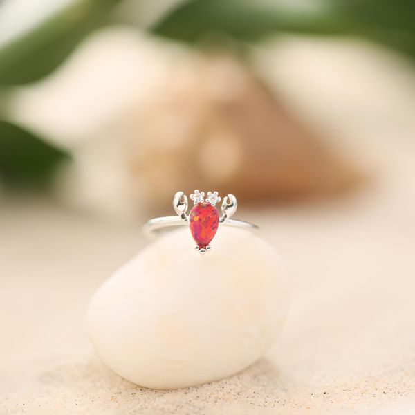 Bague crabe en opale rouge