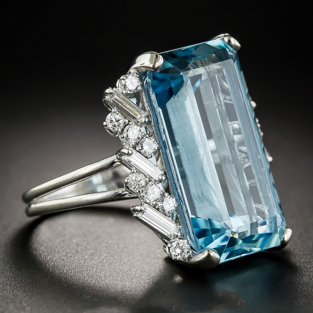 Bague vintage en cristal bleu