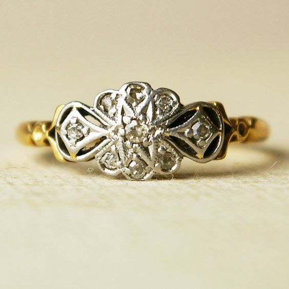 Bague Mandala vintage en argent et or