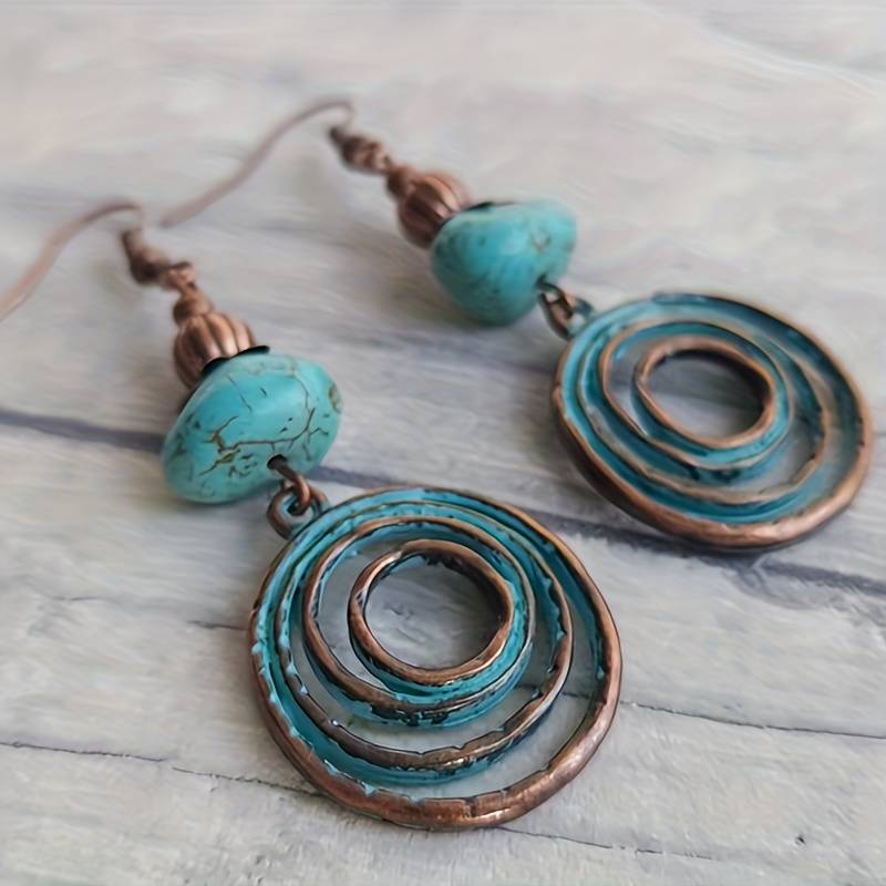 Boucles d'oreilles spirales en turquoise