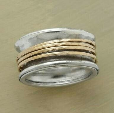 Bague en fil d'or en argent vieilli