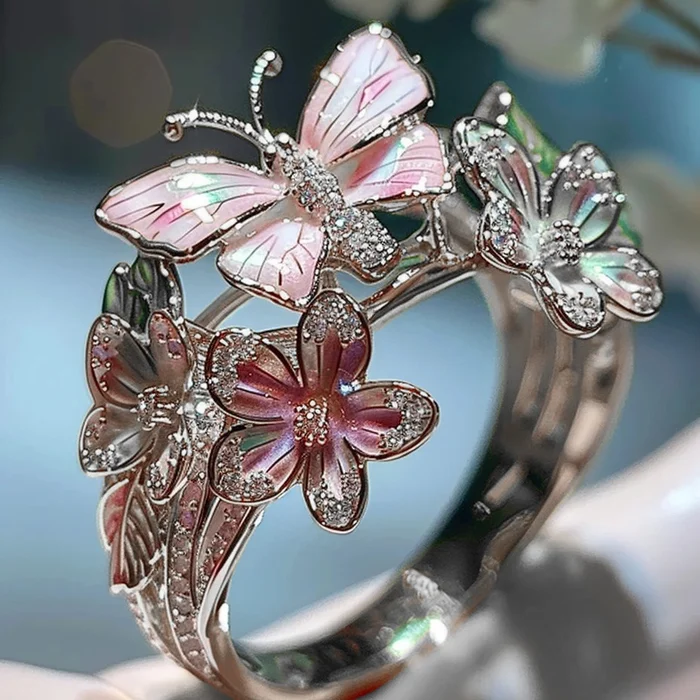 Bague florale Entrana dorée vintage