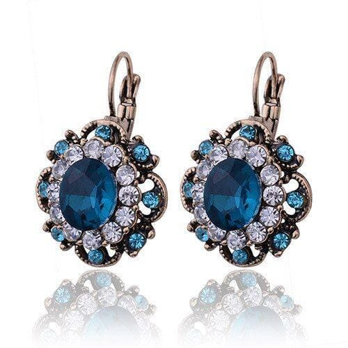 Boucles d'oreilles vintage en cristal bleu