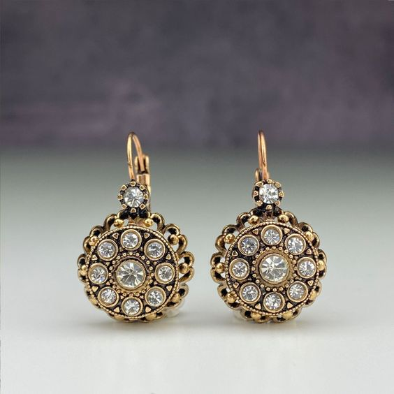 Boucles d'oreilles vintage Mandala Flower Crystal