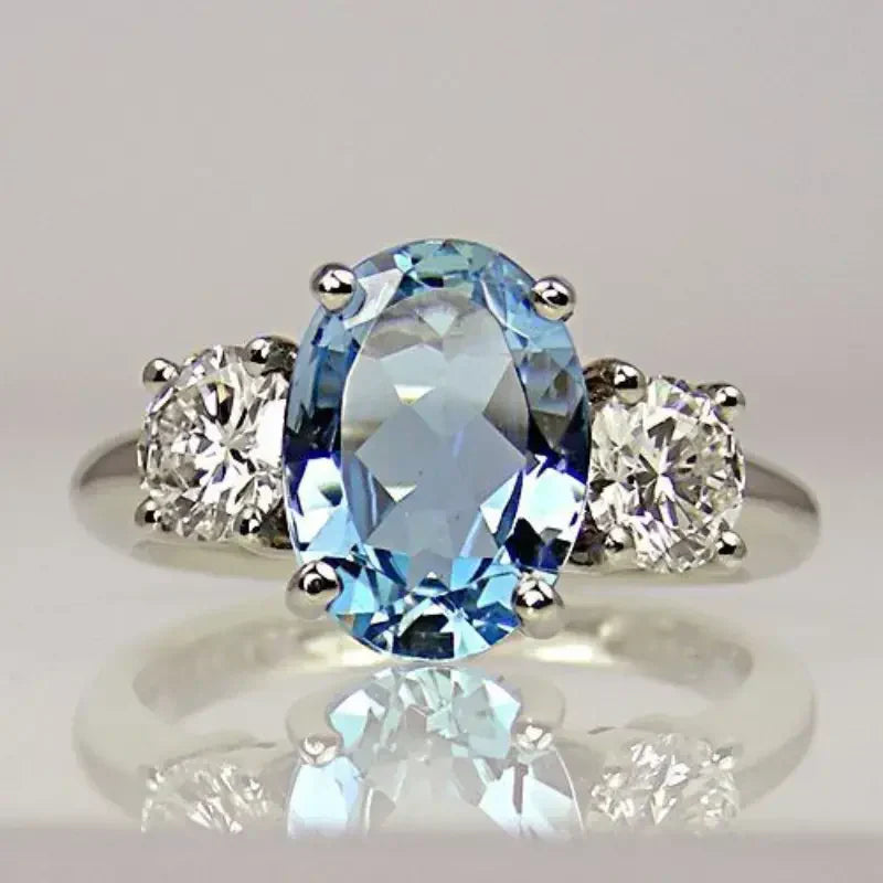 Bague vintage en argent bleu brillant