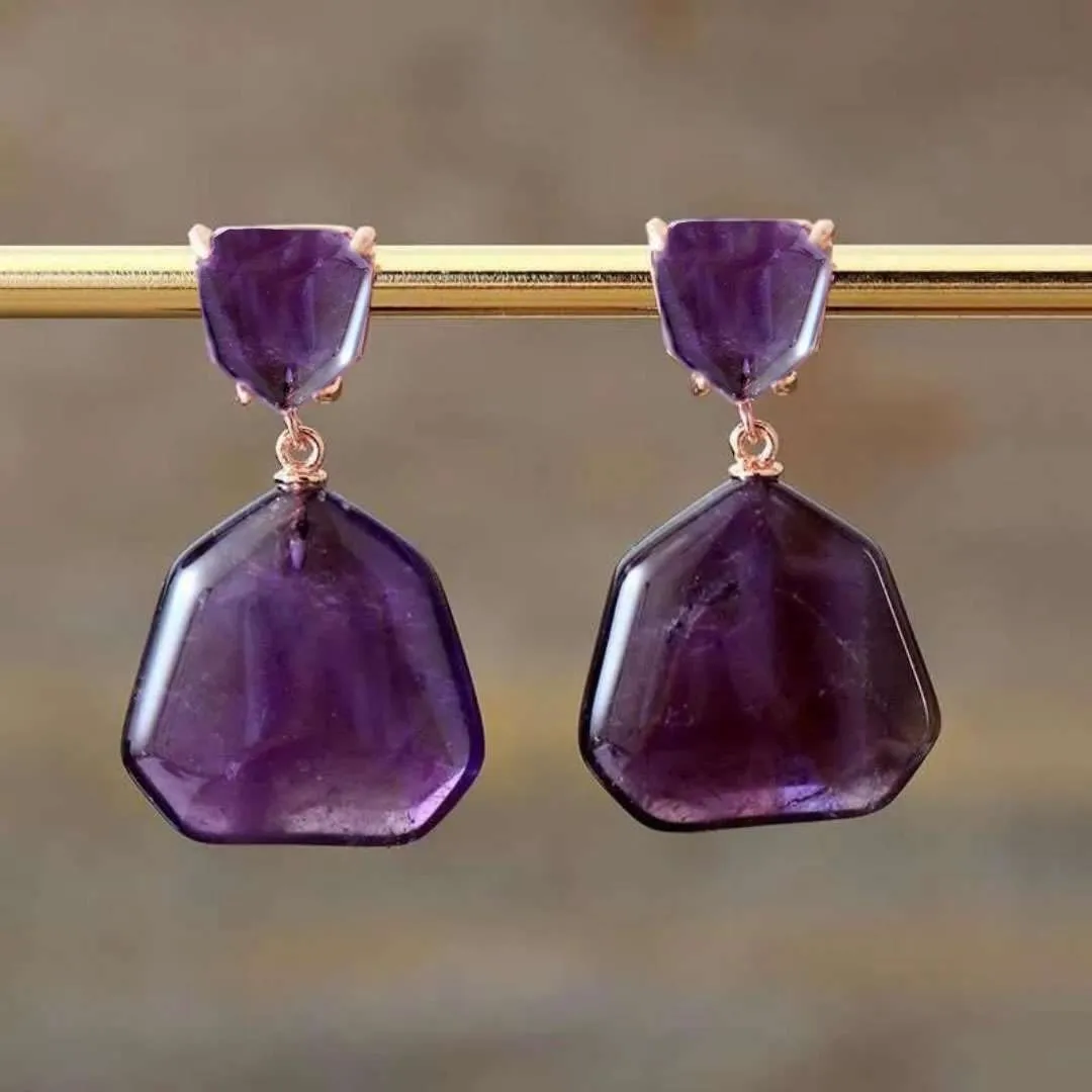 Boucles d'oreilles vintage en cristal violet