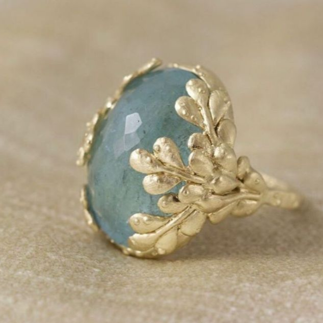 Bague florale vintage en cristal bleu clair