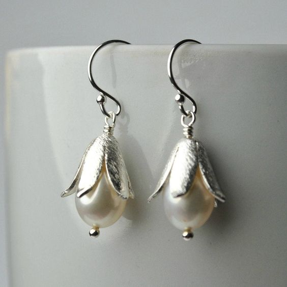 Boucles d'oreilles argentées Lotus Pearl