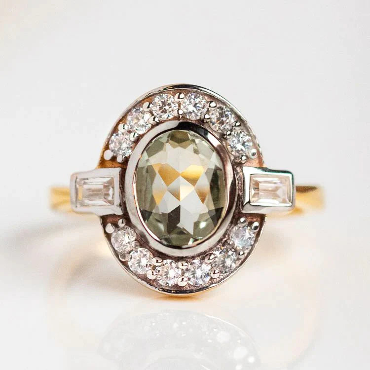 Bague vintage en cristal vert