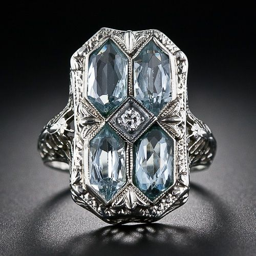 Bague Vintage en cristal bleu en argent sterling