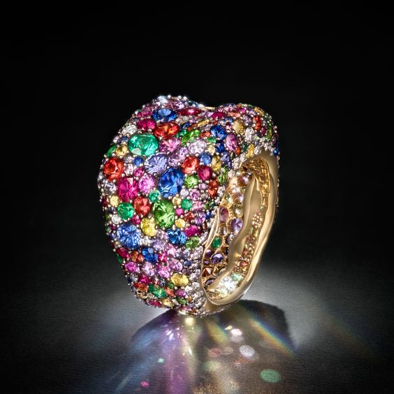 Bague vintage multicolore brillante