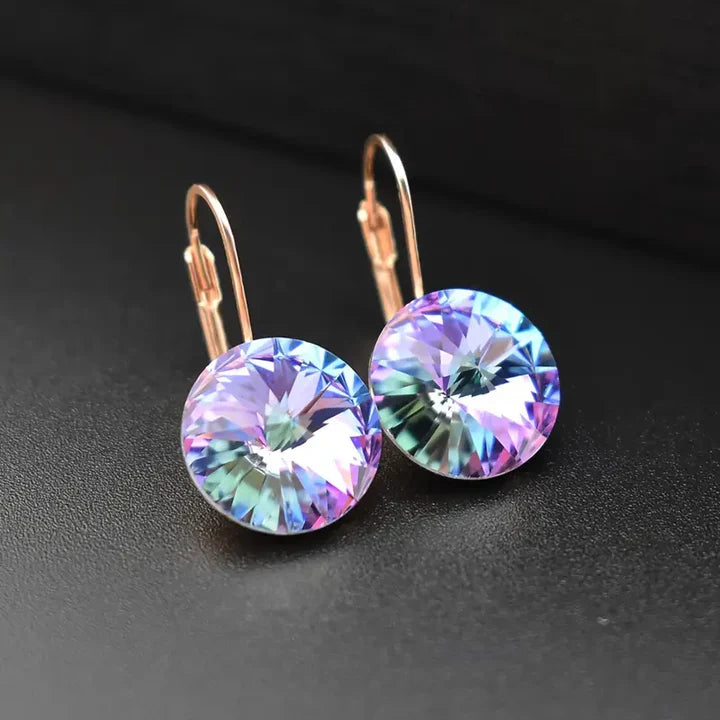 Boucles d'oreilles arrondies en zircon violet et vert