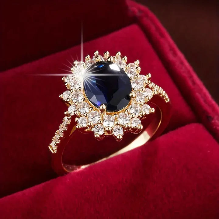 Bague en zircon bleu foncé
