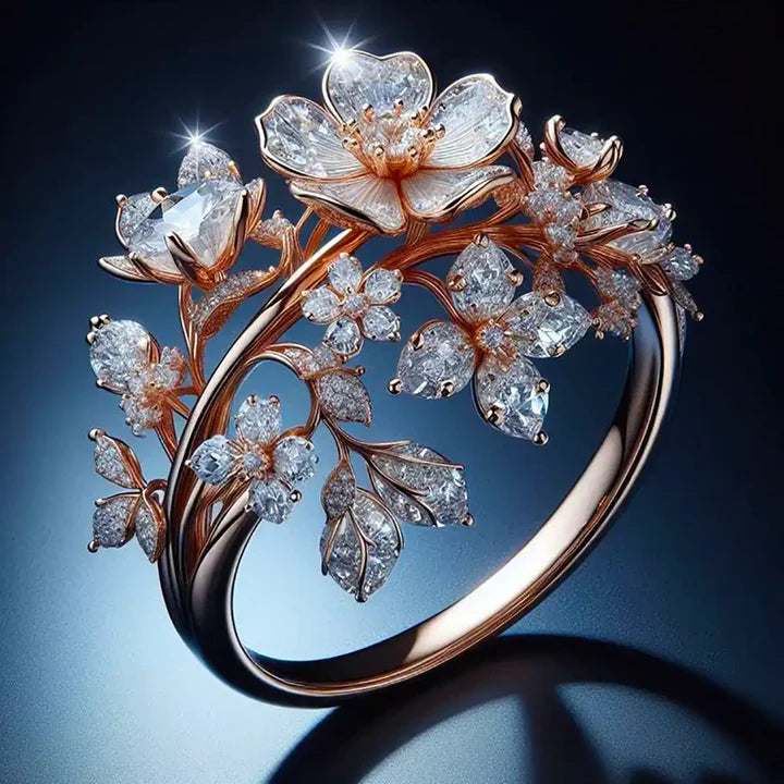 Bague fleur de cristal brillante