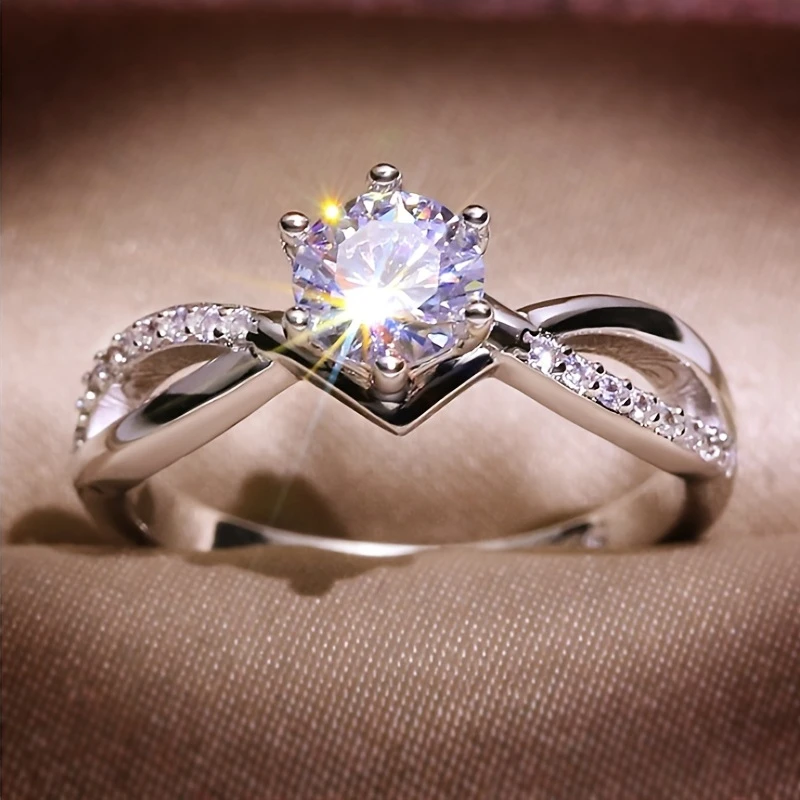 Élégante bague Vintage en cristal d'argent